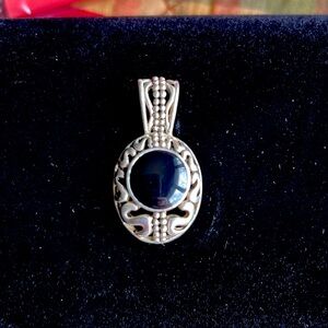 Elegant Silver and Black Onyx like Pendant